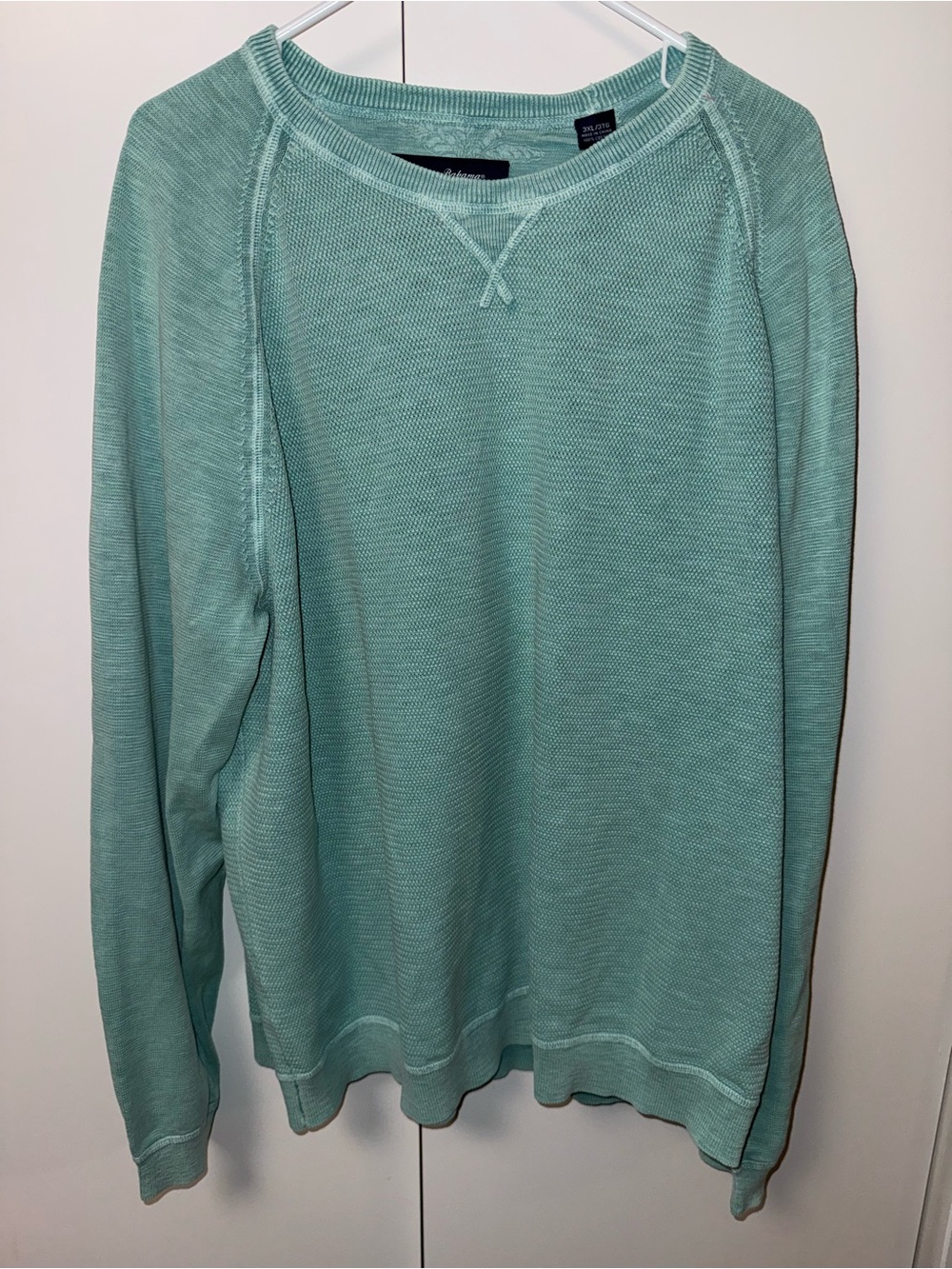 Tommy Bahama Seafoam Green cotton Knit Crewneck sweater sz 3XL nautical beach